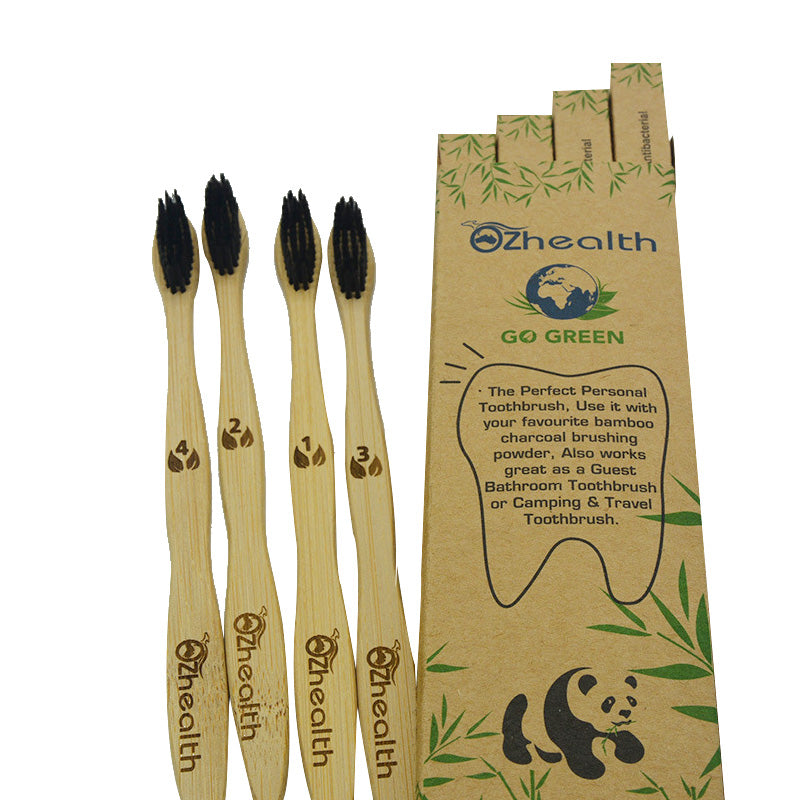Natural Dental Care for All Family BPA Free Vegan Zero Waste Bamboo Toothbrushes Natural Organic Biodegradable