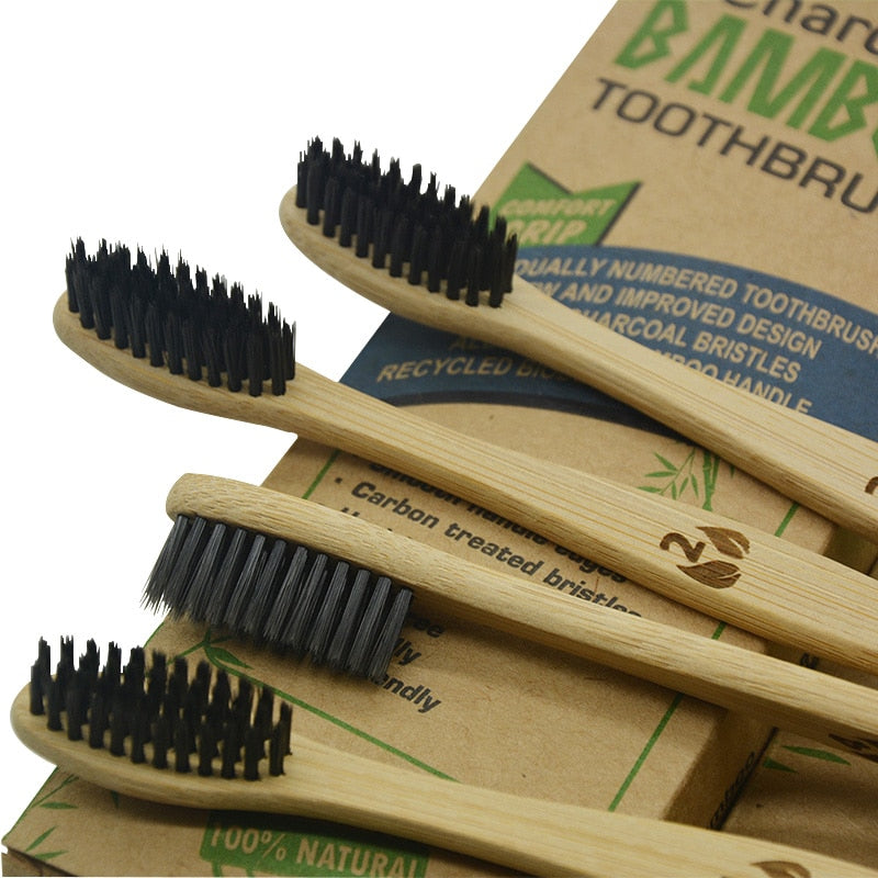 Natural Dental Care for All Family BPA Free Vegan Zero Waste Bamboo Toothbrushes Natural Organic Biodegradable