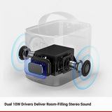 Portable Home Theater with 150'' HD Picture, 300 ANSI Lumens, 2-10W Speakers, 3-Hr Playtime, 1-Sec Autofocus, HDMI and USB Inputs, for Music and Movies, Jet Black