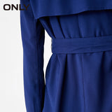 ONLY embroidery Belted slibm Fit long windbreaker Trench  coat Jacket| 118336512