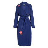 ONLY embroidery Belted slibm Fit long windbreaker Trench  coat Jacket| 118336512