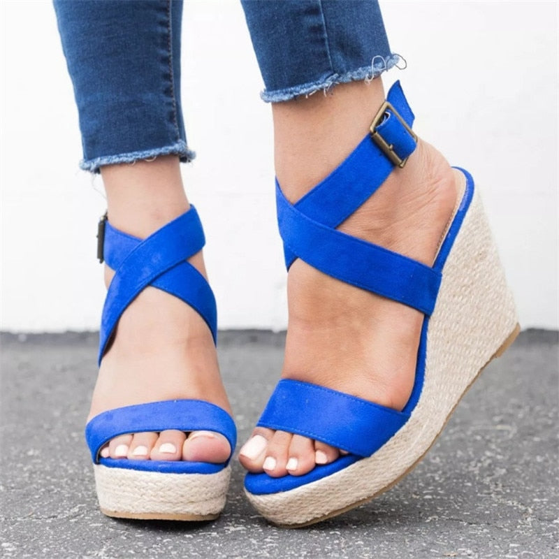 Cross Strap Upper Material Flock Casual Autumn Solid High Heel