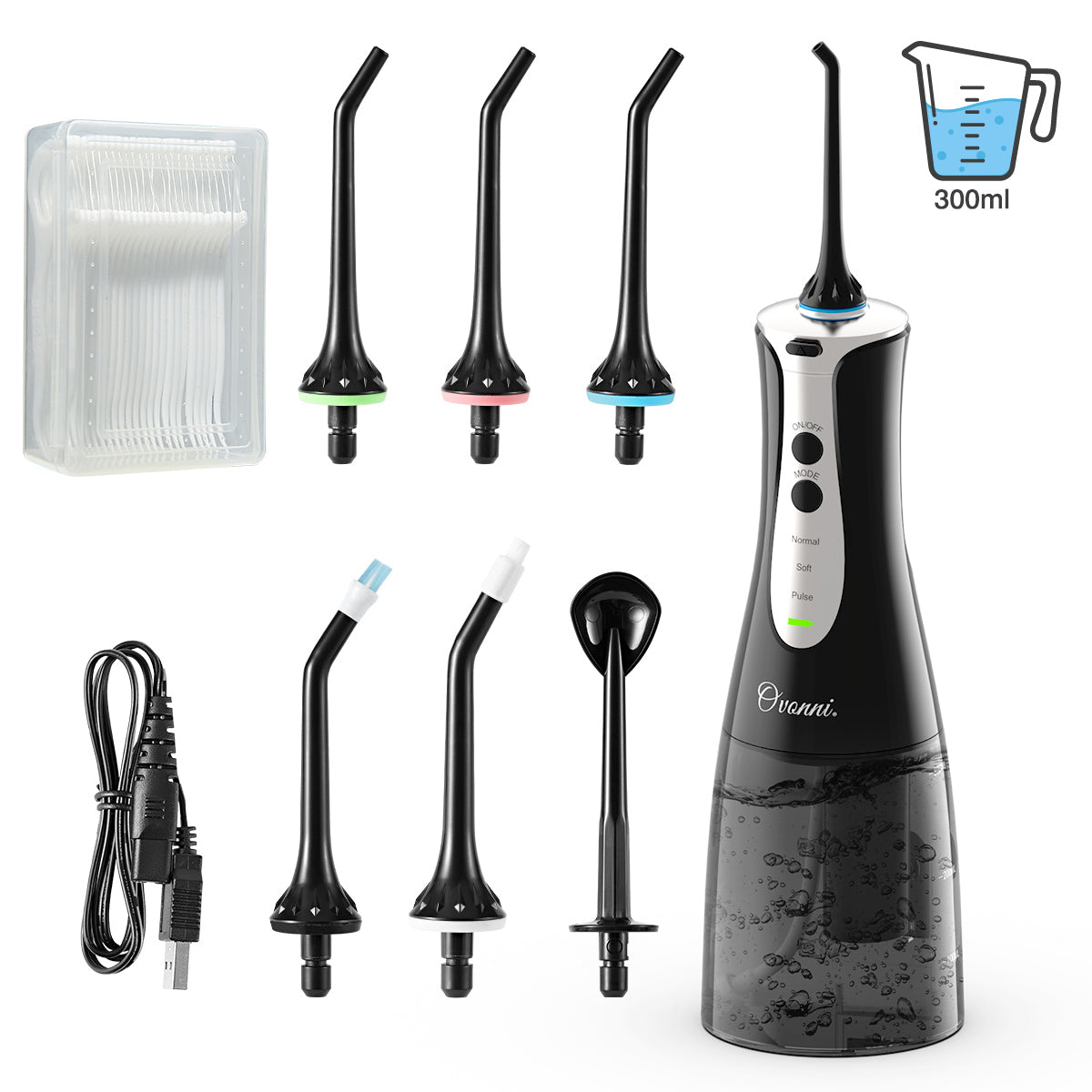 Portable Dental Flosser Cordless Oral Irrigator With Travel Case 300ML Rechargeable Battery Water Flosser Teeth