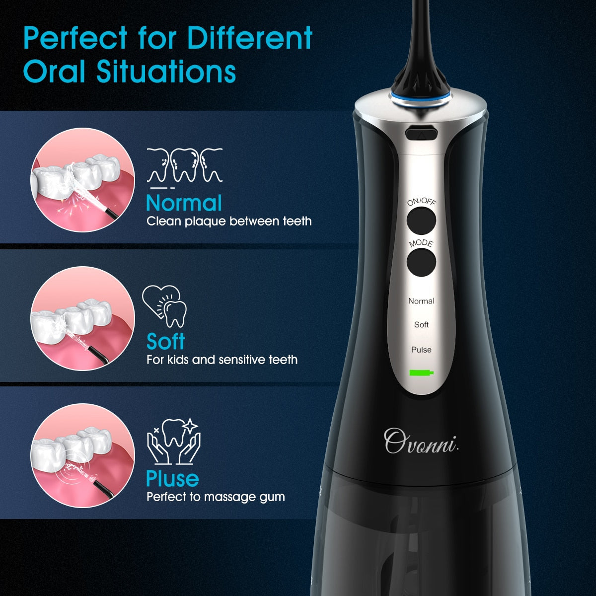 Portable Dental Flosser Cordless Oral Irrigator With Travel Case 300ML Rechargeable Battery Water Flosser Teeth