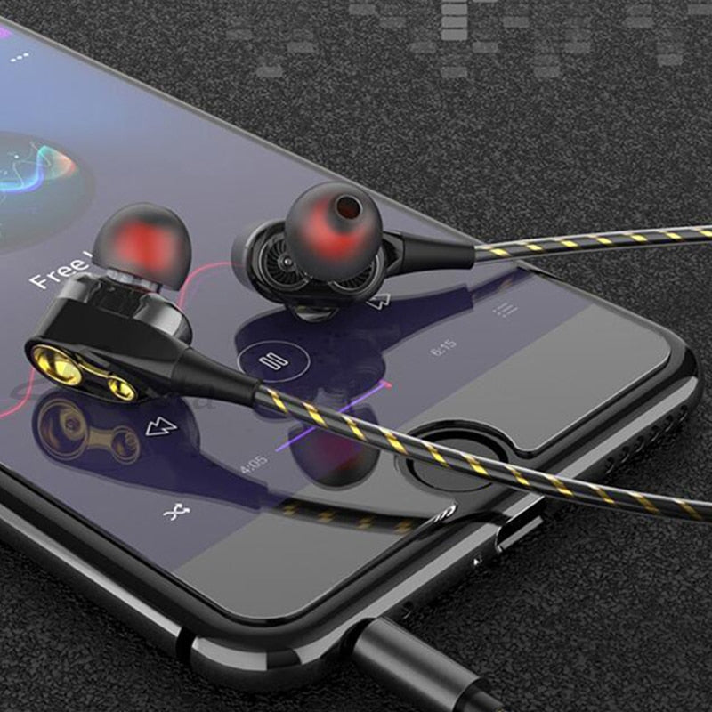 Dual Drive Stereo Wired earphone In-Ear Sport Headset With Mic mini Earbuds Earphones For iPhone Samsung Huawei
