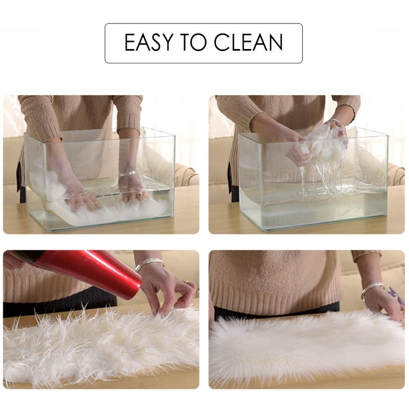 Shaggy Carpet Wool Faux Fluffy Mats Artificial Sheepskin Hairy Mat Rug
