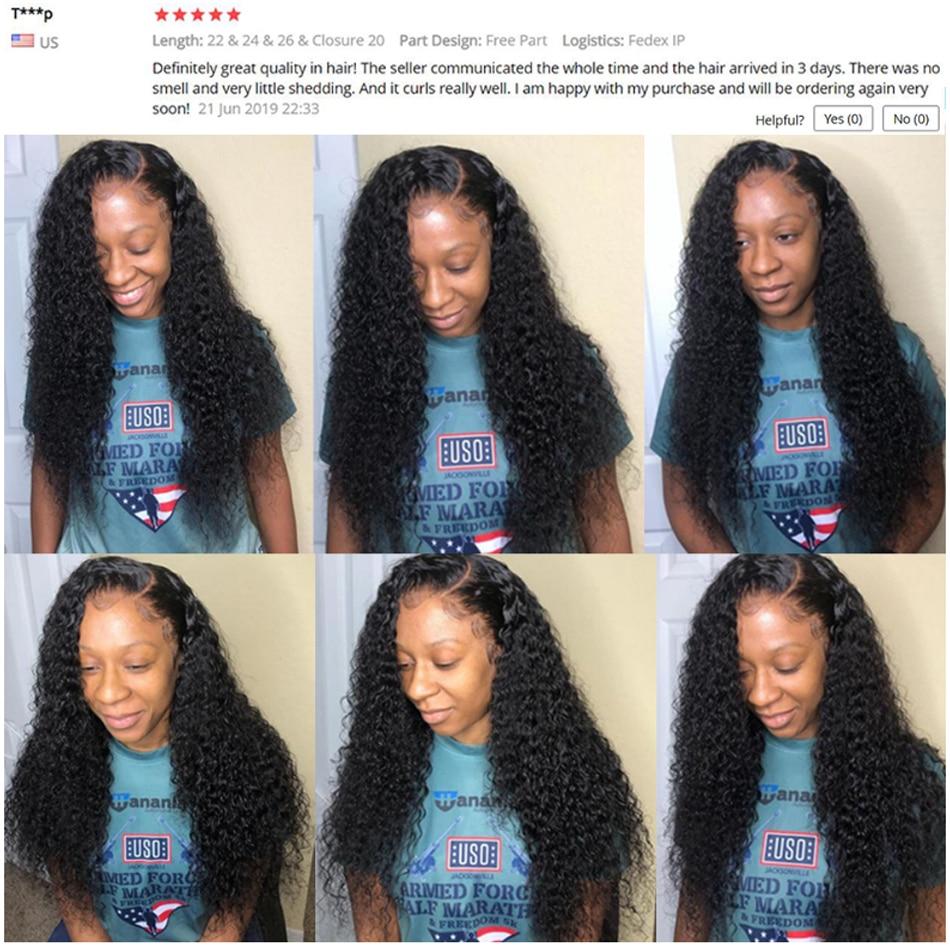 Shireen Brazilian Kinky Curly Bundles with Closure Natural Color Remy Bundles of Hair with Closure 4 Piece Bundles with Closure