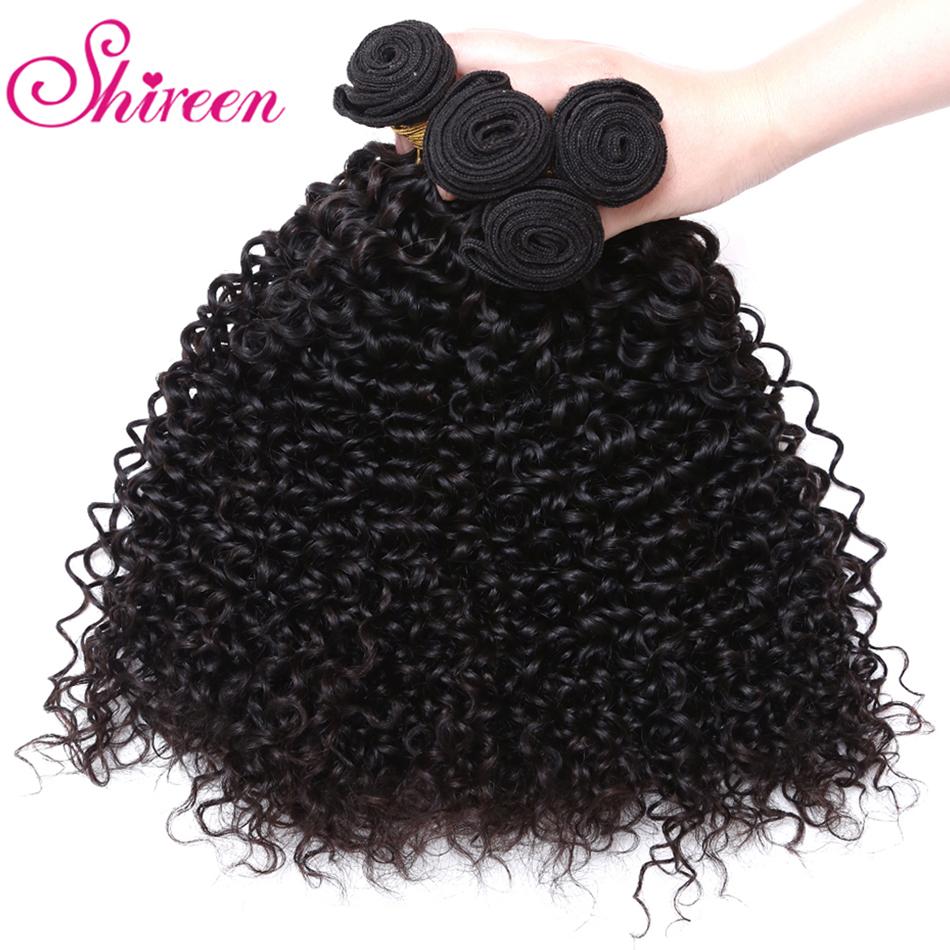 Shireen Brazilian Kinky Curly Bundles with Closure Natural Color Remy Bundles of Hair with Closure 4 Piece Bundles with Closure