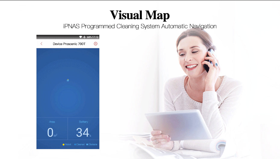 Robotic Vacuum Cleaner with APP & Voice Controlling, Visionary Map, Water Tank and Mopping, 12.99 x 3.54 x 3.54 in, Gold