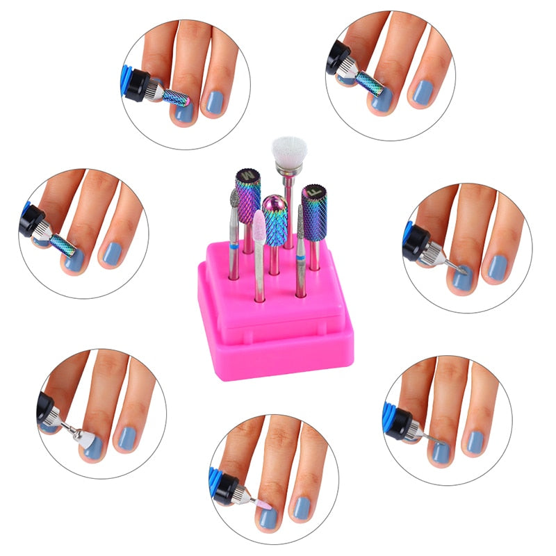 7 Pcs/ Set  Nail polishing head  Ceramic Tungsten Steel Alloy Accessory Brush Polishing Tool
