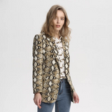 Ladies Printed Long Sleeve Notched Collar Outerwear Vintage Blazer