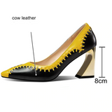 Mixed Color Natural Genuine Leather High Heel