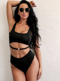 Buckle Detail Top With High Waist Bikini Full Set