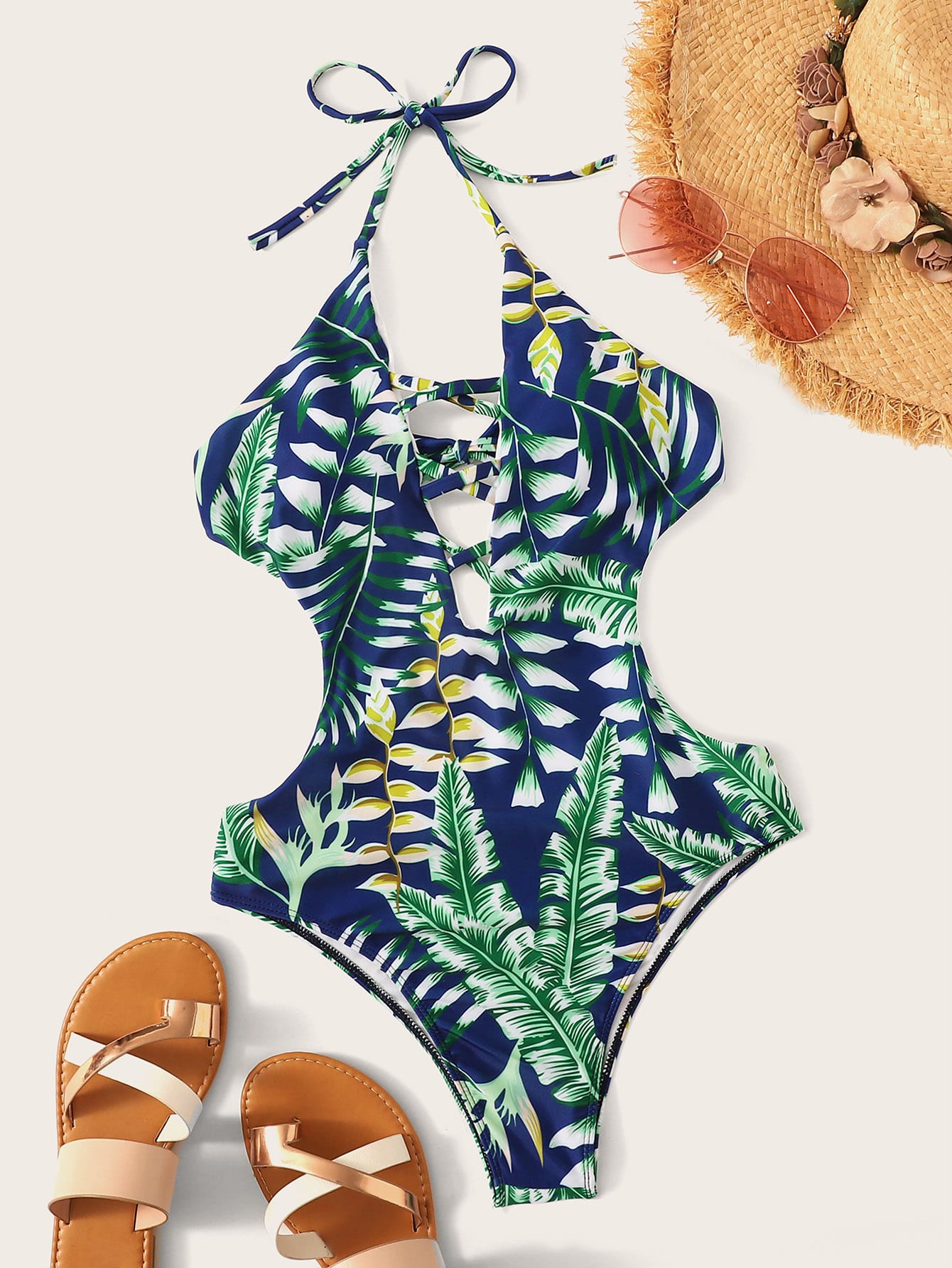 Tropical Plunge Neckline Monokini