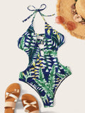 Tropical Plunge Neckline Monokini