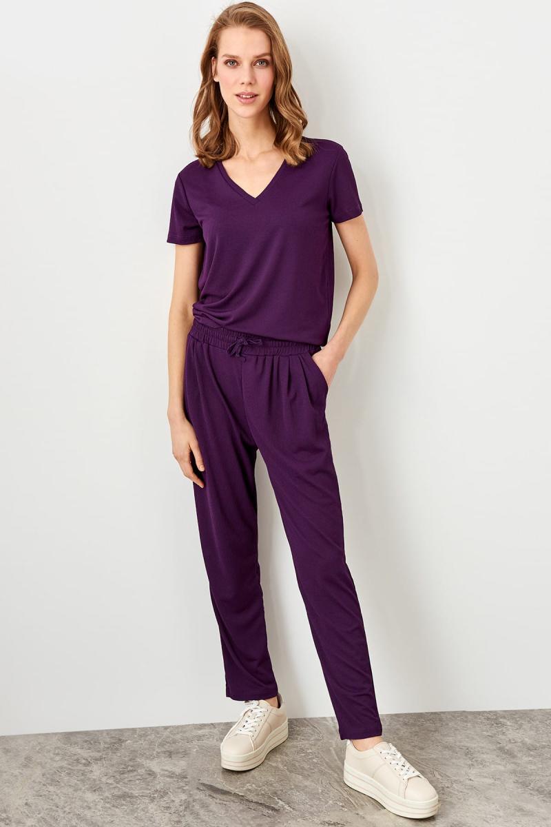 Flexible Purple Knit Pants