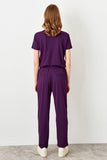 Flexible Purple Knit Pants