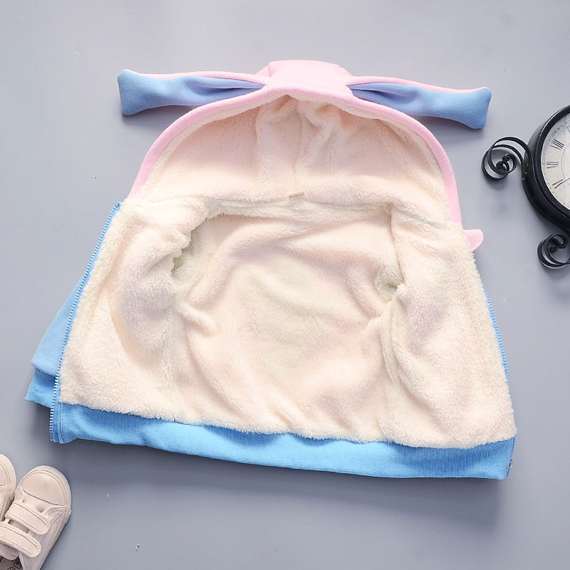 Small Girls Cotton Two Piece Pink Winter Fashion And Protection