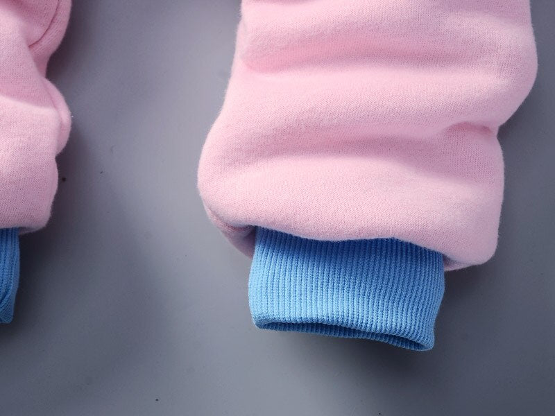 Small Girls Cotton Two Piece Pink Winter Fashion And Protection