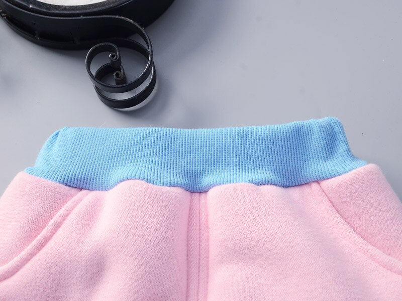 Small Girls Cotton Two Piece Pink Winter Fashion And Protection