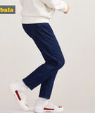 Fleece Lined Pull On Slim Fit Teenage Girl Embroider Jeans