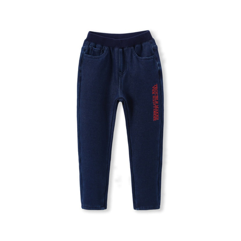 Fleece Lined Pull On Slim Fit Teenage Girl Embroider Jeans