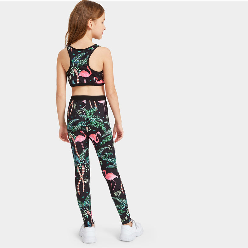 Girls Elastic Waist Leggings Set