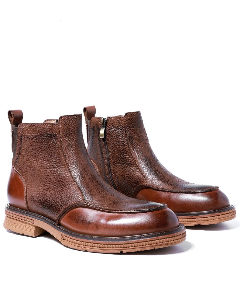 Full Grain Winter Chelsea Business Ankle Retro Men Elegant Boot