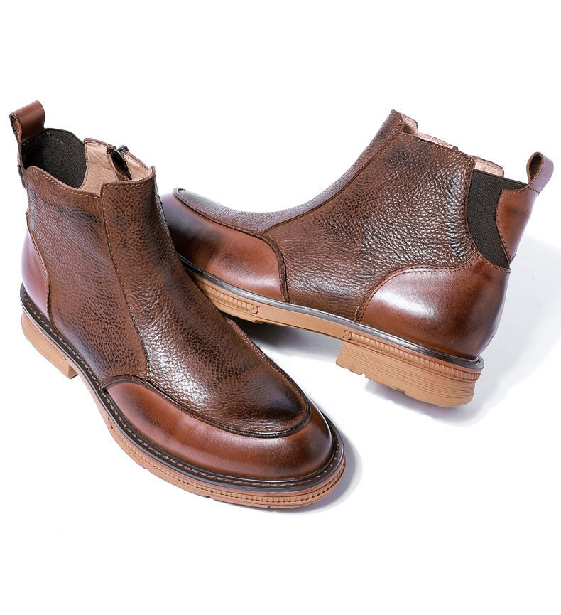 Full Grain Winter Chelsea Business Ankle Retro Men Elegant Boot