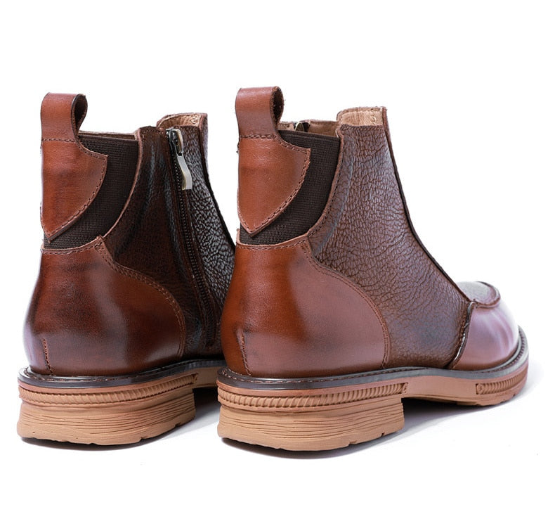 Full Grain Winter Chelsea Business Ankle Retro Men Elegant Boot