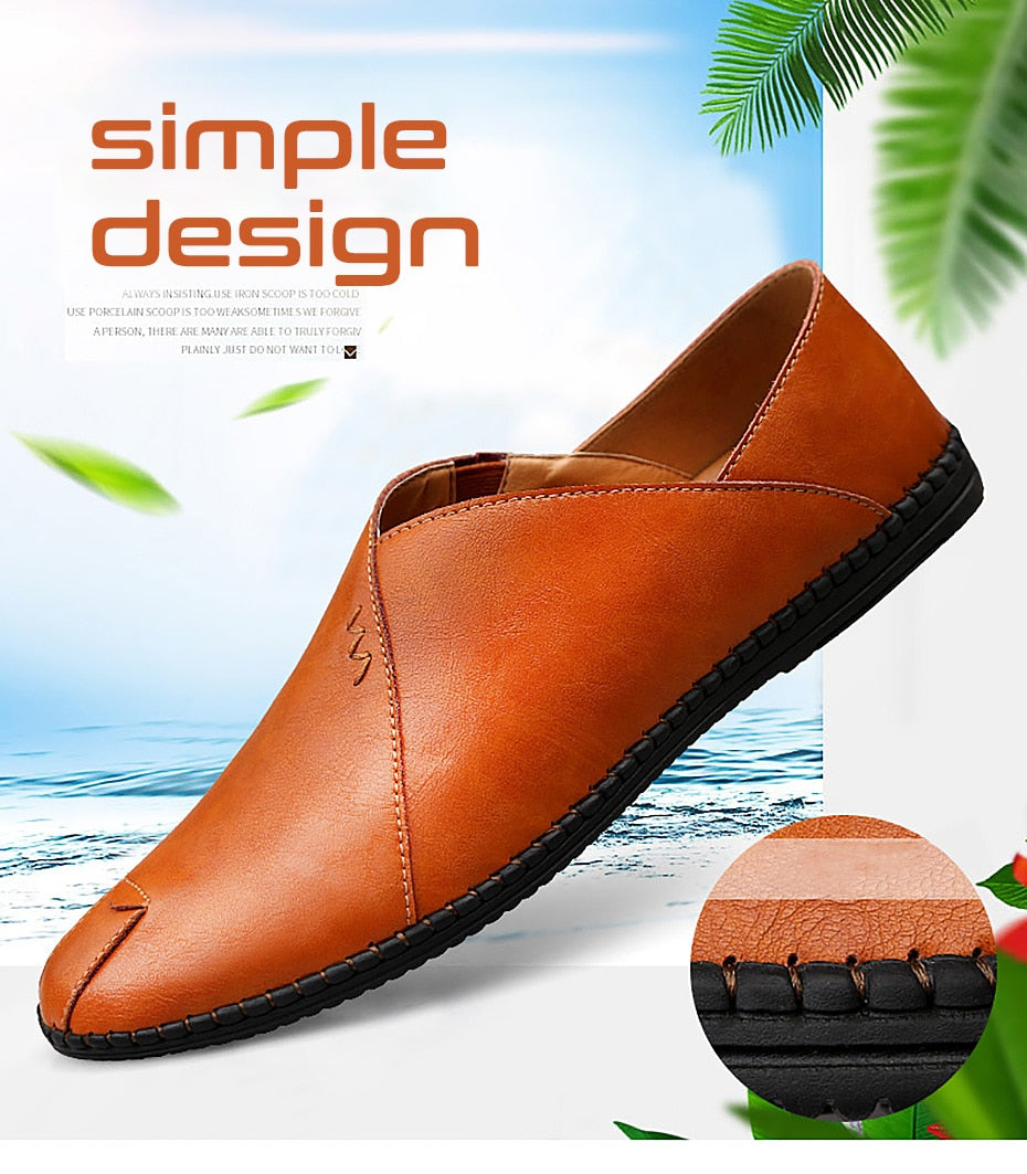 Split Leather Upper With Outsole Rubber PU Mens Casual Loafer Boat Shoe