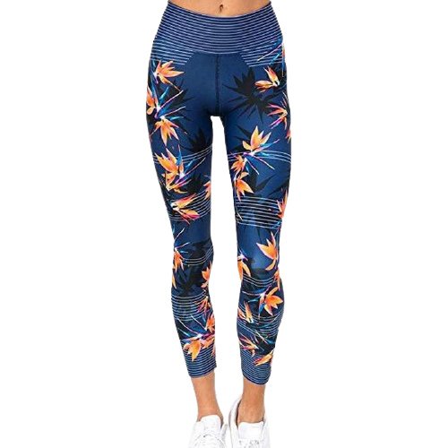 Women's Fitness Sport Leggings Stripe Printing Elastic Gym Workout