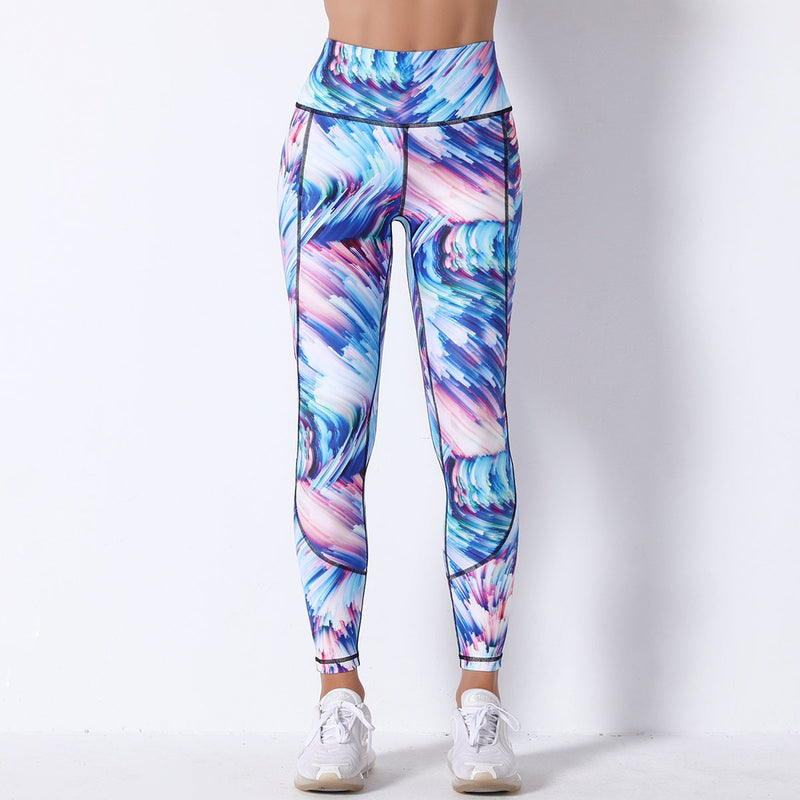 High-rise Leggings women Printed Yoga Pants Skinny Stretch Sports