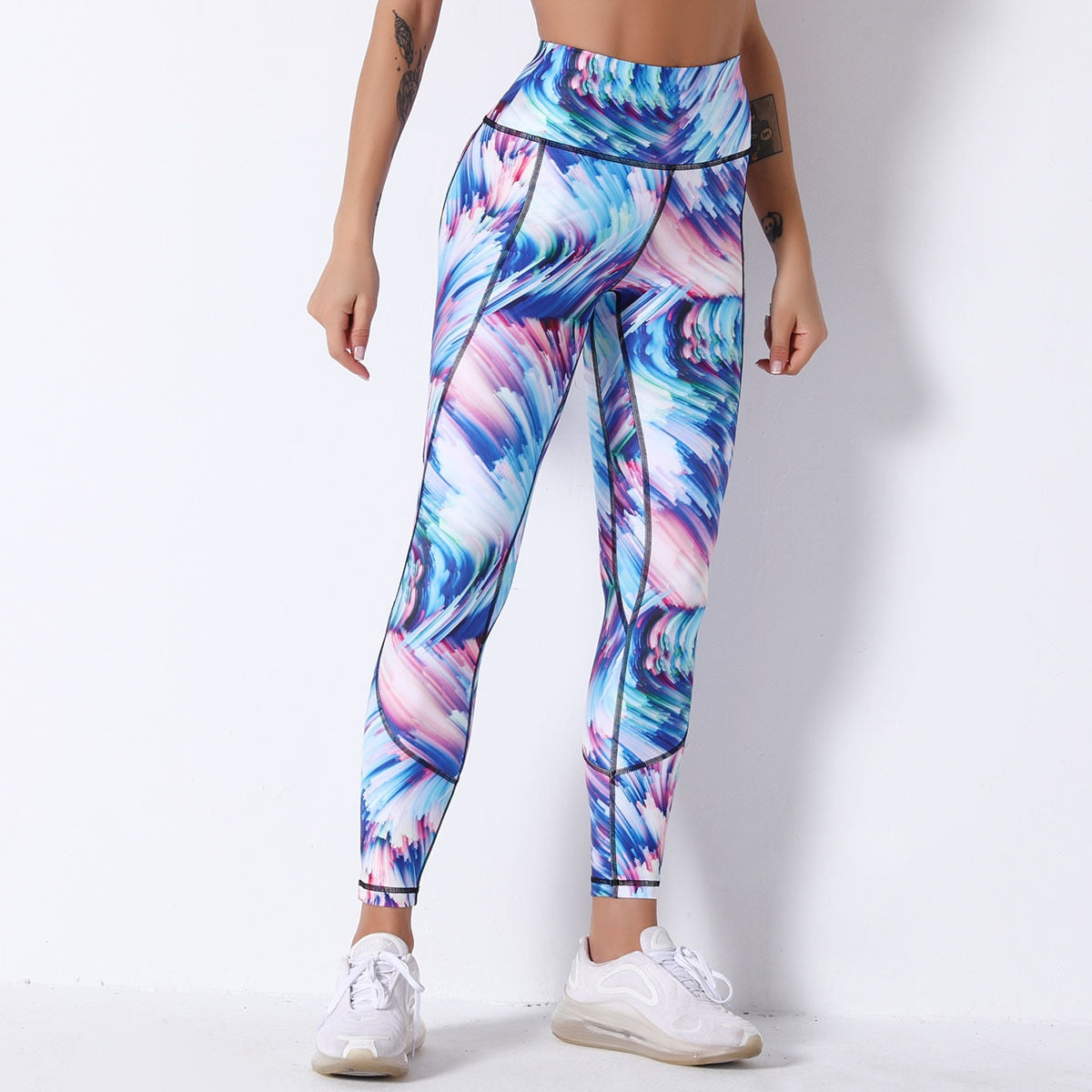 High-rise Leggings women Printed Yoga Pants Skinny Stretch Sports