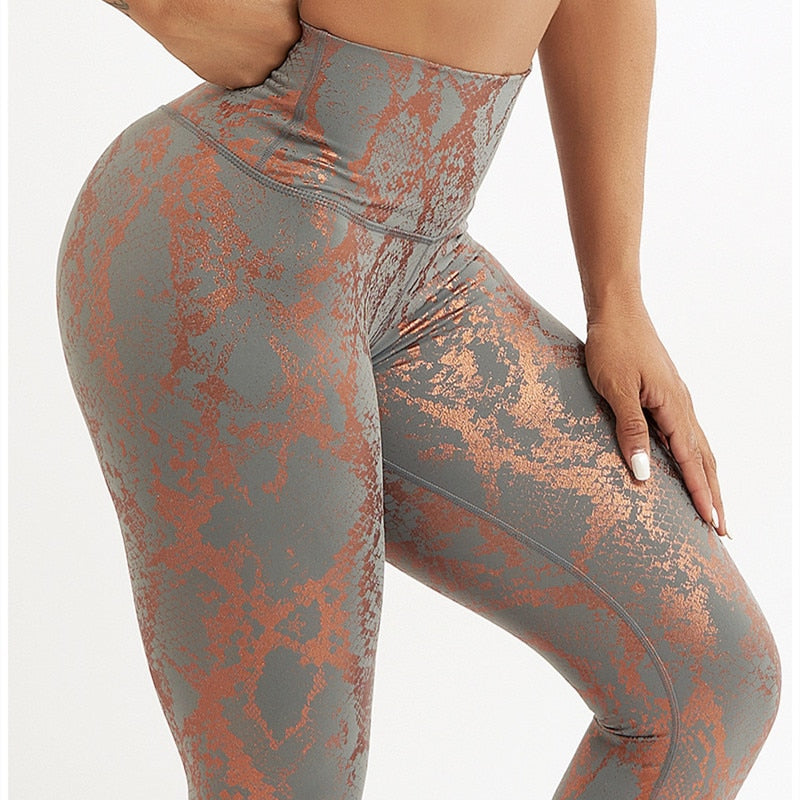 Snake Skin Leggings Women Fitness Seamless Push Up
