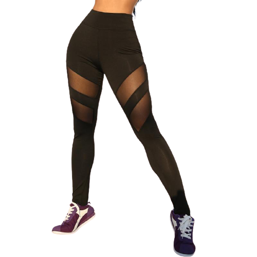 Women Mesh Patchwork Sport Leggings High Waist Tights