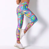 Rainbow 7-color Printed Sports Pants Colorful Printed Tights