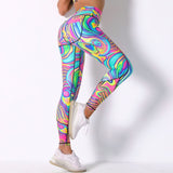 Rainbow 7-color Printed Sports Pants Colorful Printed Tights