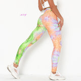 Colorful Printed Yoga Leggings Women Cross Belt Fitness