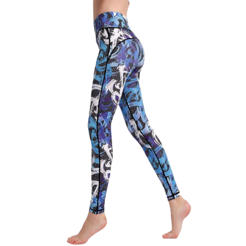 Printed yoga women stretch high waist running sports yoga