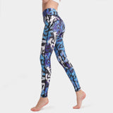 Printed yoga women stretch high waist running sports yoga
