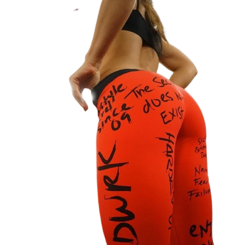 Letter Printed Women Sport Leggings Waisted Push Up Yoga Pants