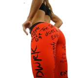 Letter Printed Women Sport Leggings Waisted Push Up Yoga Pants