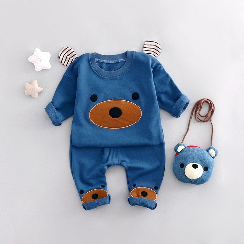 Spring Baby's Sets Cotton Bear Ear Sweatshirts + Casual Trousers Kids Boys 2Pcs Suits Infant Casual Tracksuits roupas de bebe