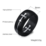 Stainless Still Quick Removable Men Curve Cross Ring