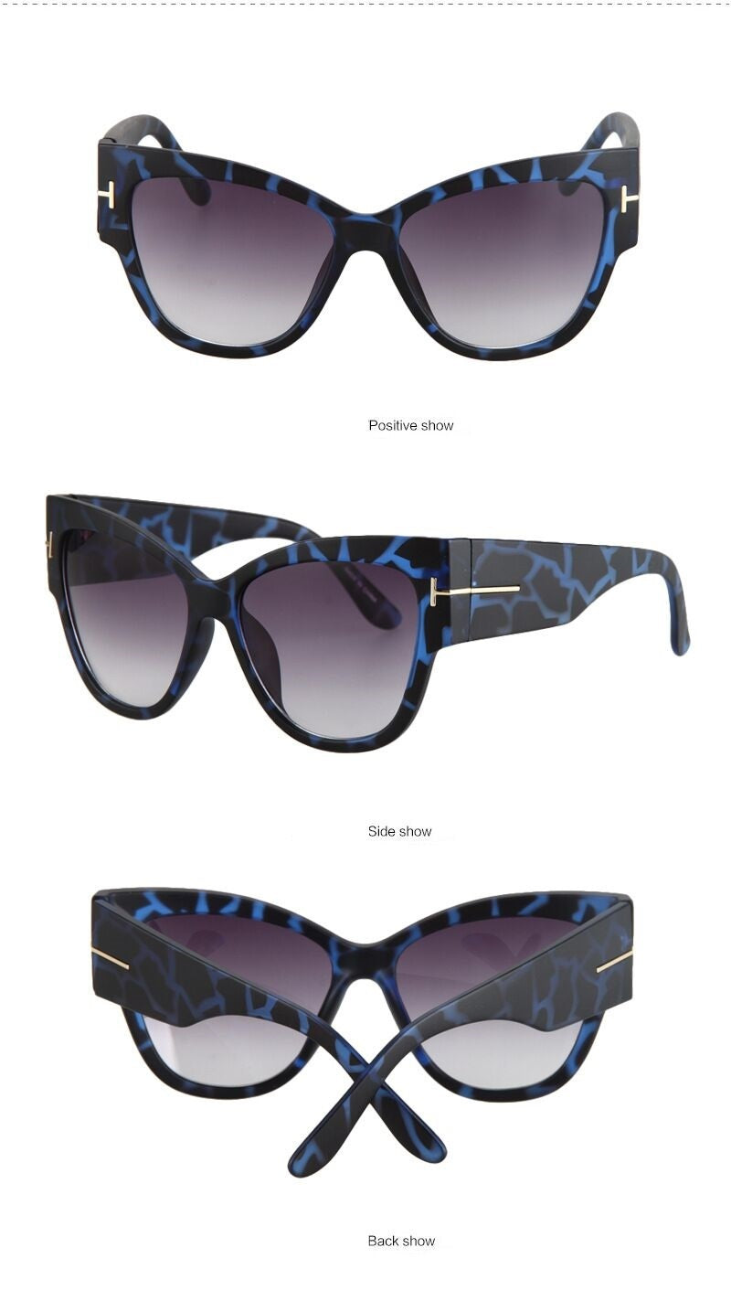 2019 New Tom Fashion Brand Designer Cat Eye Women Sunglasses Female Gradient Points Sun Glasses Big Oculos feminino de sol