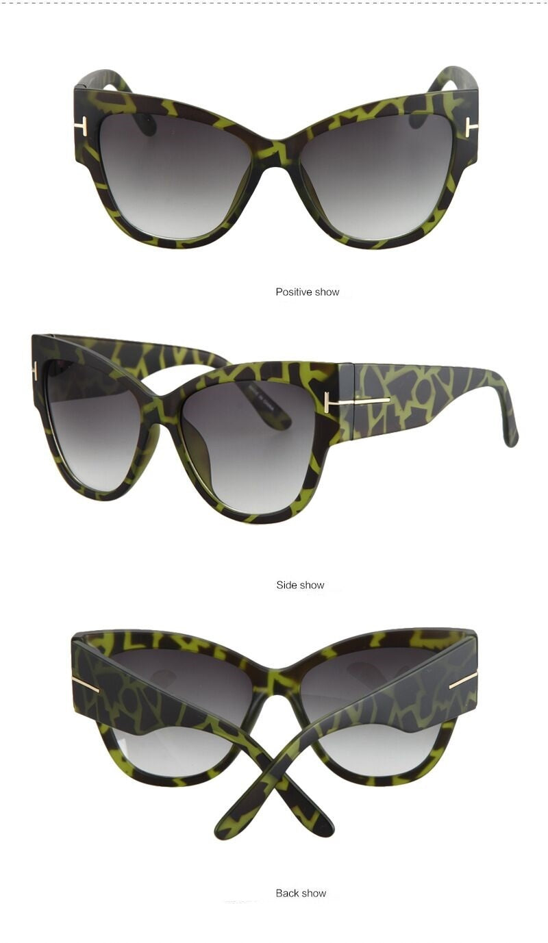2019 New Tom Fashion Brand Designer Cat Eye Women Sunglasses Female Gradient Points Sun Glasses Big Oculos feminino de sol