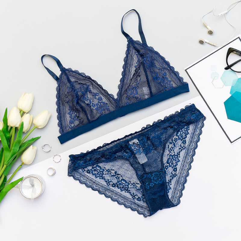 Ultra Thin Ladies Wire Free Lingerie and Bra Set