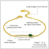 3x5mm Green Diopside 925 Sterling Charm Bracelet
