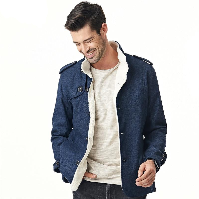 Men Fleece Lined Extra Warmer Woolen Coat